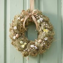 Artículo Corona de heno, corona para puerta, Ø25cm, decoración natural de Pascua