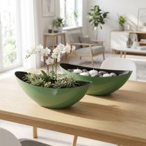 Artículo Cuenco moderno en forma de media luna verde de plástico 39 cm - versátil para decoración - 2 piezas
