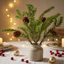 Artículo Rama de abeto artificial con piñas naturales, decoración navideña de yute, 28 cm, juego de 4 piezas