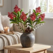 Artículo Flores artificiales Skimmia japonica roja Skimmie 45cm 2 piezas