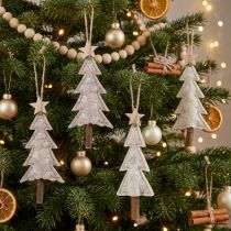 Artículo Adornos navideños de fieltro para árbol de Navidad, beige/crema, 17 cm, juego de 6