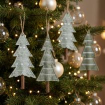 Artículo Adornos de fieltro para árbol de Navidad, verde, 20 cm, juego de 4