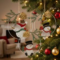 Artículo Colgante navideño muñeco de nieve decoración anillo metal Ø14cm 3pcs