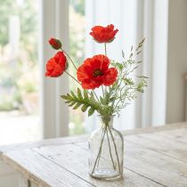 Artículo Flor de jardín decorativa amapola con 3 flores roja L 70 cm