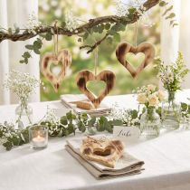 Artículo Colgador decorativo corazones de madera corazón en corazón flameado 15×15cm 4ud