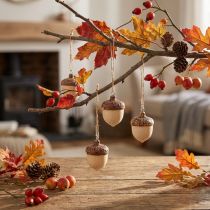 Artículo Bellota para decoración colgante otoño natural/marrón 5,3x3,5cm 12 piezas