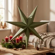 Artículo Estrella decorativa de papel y yute para colgar, un elemento festivo que llama la atención.