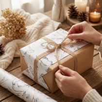 Artículo Papel de regalo animales blanco gris dorado otoño invierno 200cm