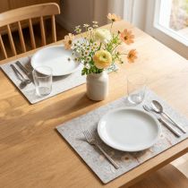 Artículo Manteles individuales de fieltro con motivos florales: elegantes manteles individuales para una decoración natural de la mesa 45 x 35 cm 2 piezas