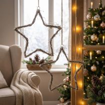 Artículo Adorno navideño estrella decoración ventana olmo blanco lavado Ø40cm 2pcs