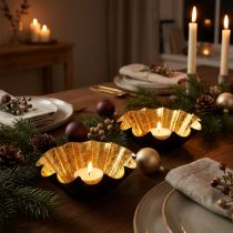 Artículo Portavelas de Navidad, decoración navideña, molde para hornear negro dorado, Ø12 cm, 2 unidades