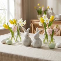 Artículo Figuras decorativas de conejitos de Pascua conejos con patrón de puntos 13cm 2ud