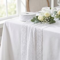 Artículo Cinta de encaje cinta decorativa blanca boda bautismo A48mm L20m