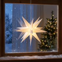 Artículo Estrella LED 3D temporizador blanco batería exterior Ø30cm H74cm