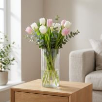 Artículo Jarrón de cristal de alta calidad para arreglos decorativos en hogares modernos, 24 cm.