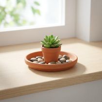 Artículo Posavasos para macetas, terracota, cuenco para comida, base para arreglos Ø8,8cm