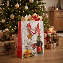 Artículo Bolsa de regalo de Navidad 8 cm x 18 cm H24 cm juego de 2