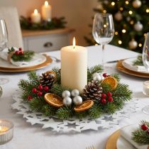 Artículo Plato navideño plato decorativo de metal con estrellas blanco Ø34cm