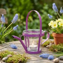 Artículo Regadera decorativa de vidrio farol metal rosa Ø14cm H13cm