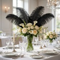 Artículo Plumas de Avestruz Decoración Plumas Negras 32-35cm 4uds