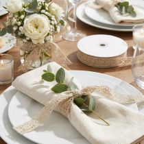Artículo Cinta de encaje decorativa beige W18mm 20m