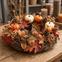 Artículo Bellotas artificiales sobre alambre para decoración de corona de otoño, 3 cm, 6 unidades