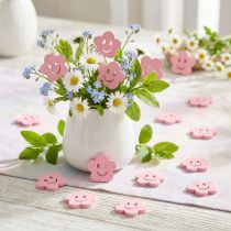 Artículo Flor de madera con cara rosa 2,5cm 48uds