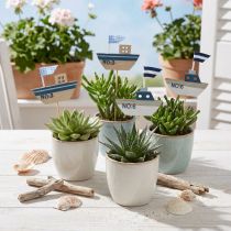 Artículo Tapón decorativo barco madera blanco azul natural 8cm H37cm 24 piezas