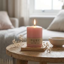 Artículo Vela de pilar PURE 90/70 vela de cera natural rosa decoración de velas sostenible