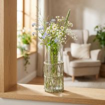 Artículo Jarrón de vidrio cilindro hierba trenzada florero decorativo Ø8cm H21.5cm