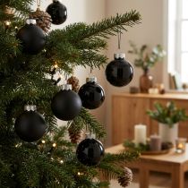 Artículo Mini bolas navideñas de cristal negro brillo/mate Ø2,5cm 22 uds