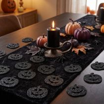 Artículo Decoraciones de calabazas de Halloween, 4 cm, negras, con purpurina, 72 piezas