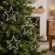 Artículo Colgantes de estrella para decoración navideña, purpurina plateada, 12 cm, 12 piezas, decoración para árbol de Navidad, adornos para árbol de Navidad