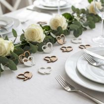 Artículo Madera de doble corazón, decoración dispersa corazones de boda B3cm 72 piezas