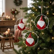 Artículo Adorno navideño gnomo Papá Noel metal Ø16cm 3pcs