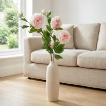 Artículo Flor de seda peonía artificial rosa claro, blanco 135cm