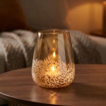 Artículo Farol portavelas de cristal decoración de cristal marrón blanco Ø10cm