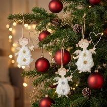 Artículo Ángel navideño con corazón Adornos para árboles de Navidad madera 14,5 cm 8 piezas
