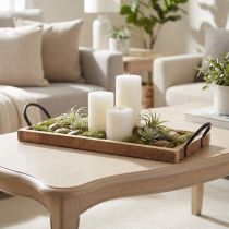 Artículo Bandeja de madera con asas, bandeja decorativa, oblonga, natural, 50×19×3cm