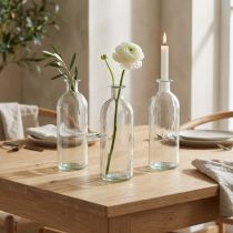 Artículo Portavelas botellas decorativas mini jarrones vidrio transparente H19,5cm 6 piezas