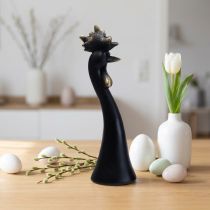 Artículo Decoración de Pascua decoración de pollo gallo oro negro Ø9cm H29cm