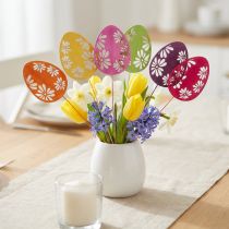 Artículo Huevos de Pascua tapones florales decorativos Madera de Pascua 30,5 cm 18 piezas