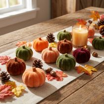 Artículo Mini calabaza decorativa flocada para esparcir, 6 colores, Ø4cm, 24 unidades