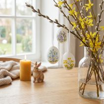 Artículo Huevos de Pascua con delicados motivos florales para la decoración festiva de Pascua en el salón, 6 cm, 6 piezas