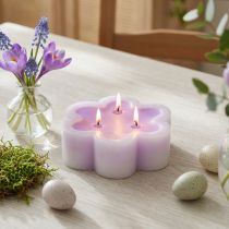 Artículo Vela de tres mechas como vela floral violeta blanco Ø11,5cm H4cm