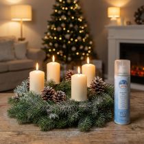 Artículo Espray plateado con purpurina para nieve artificial, ideal para ventanas y decoración invernal, 150 ml.
