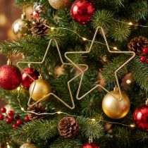 Artículo Decoración navideña colgante de estrella de metal dorado Ø15cm 6 piezas