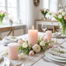 Artículo Velas de pilar rosas, rosa claro, color liso, 70 x 100 mm, juego de 4, vela de Pascua, decoración de boda