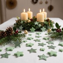 Artículo Decoración dispersa Estrellas navideñas estrellas dispersas verde Ø4/5cm 40 piezas