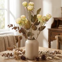 Artículo Rosas artificiales marchitas Drylook 9 pétalos crema 69cm